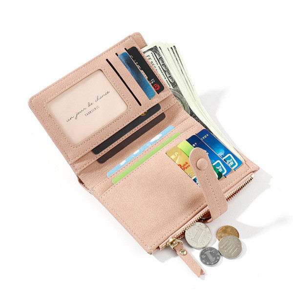 Napi női pénztárca cipzárral és gombbal, nyolc színben
