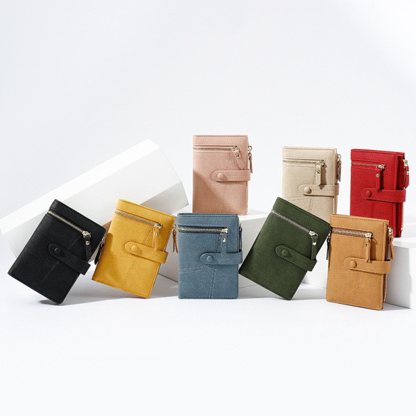Napi női pénztárca cipzárral és gombbal, nyolc színben