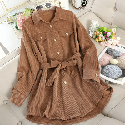 Modern női ruha típusú ing gombokkal és övvel öt színben