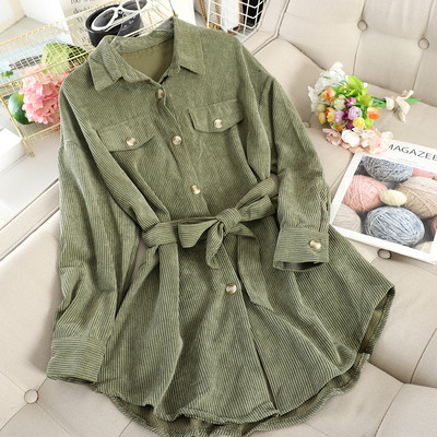 Modern női ruha típusú ing gombokkal és övvel öt színben