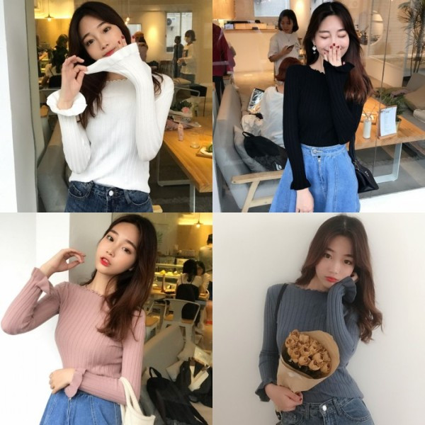 Női testhezálló blúz kerek nyakkivágással, több színben