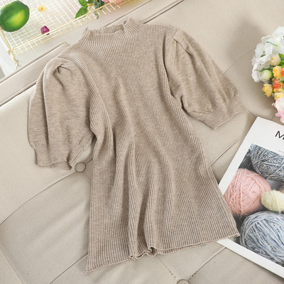 Női pulóver pufi ujjal és pólógallérral több színben