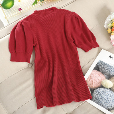 Női pulóver pufi ujjal és pólógallérral több színben