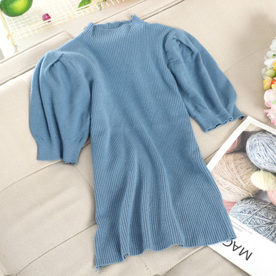 Női pulóver pufi ujjal és pólógallérral több színben