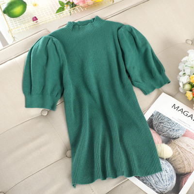 Női pulóver pufi ujjal és pólógallérral több színben