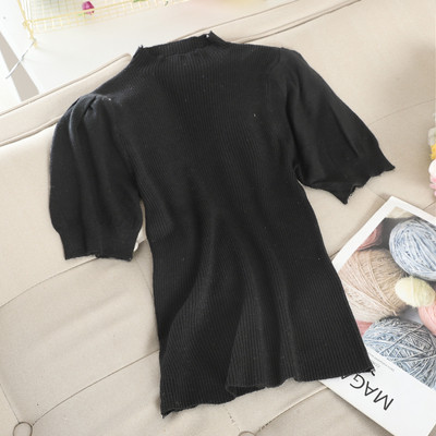 Női pulóver pufi ujjal és pólógallérral több színben