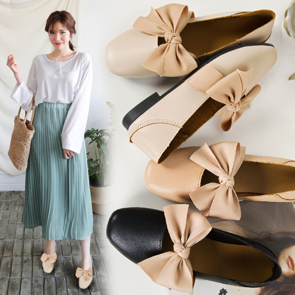 Έκο δερμάτινα γυναικεία παπούτσια με ίσια πέλματα και κορδέλα σε διάφορα χρώματα