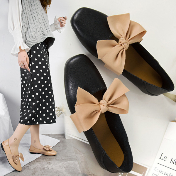 Έκο δερμάτινα γυναικεία παπούτσια με ίσια πέλματα και κορδέλα σε διάφορα χρώματα