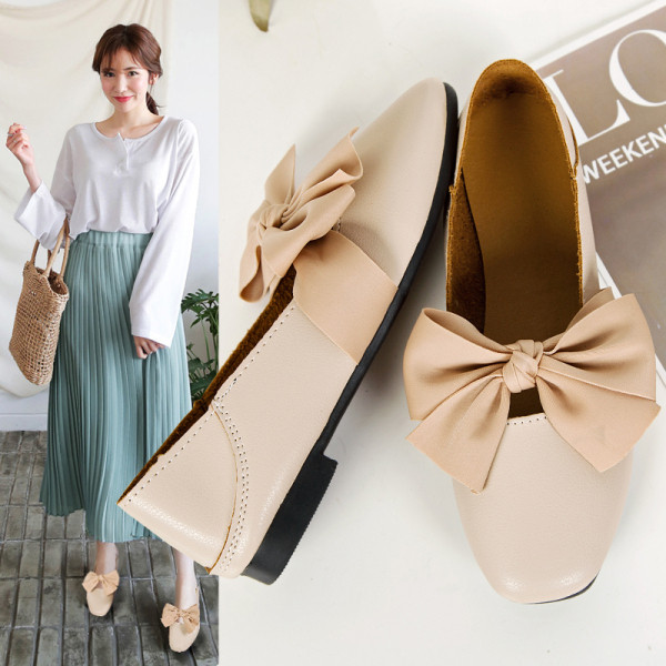 Έκο δερμάτινα γυναικεία παπούτσια με ίσια πέλματα και κορδέλα σε διάφορα χρώματα