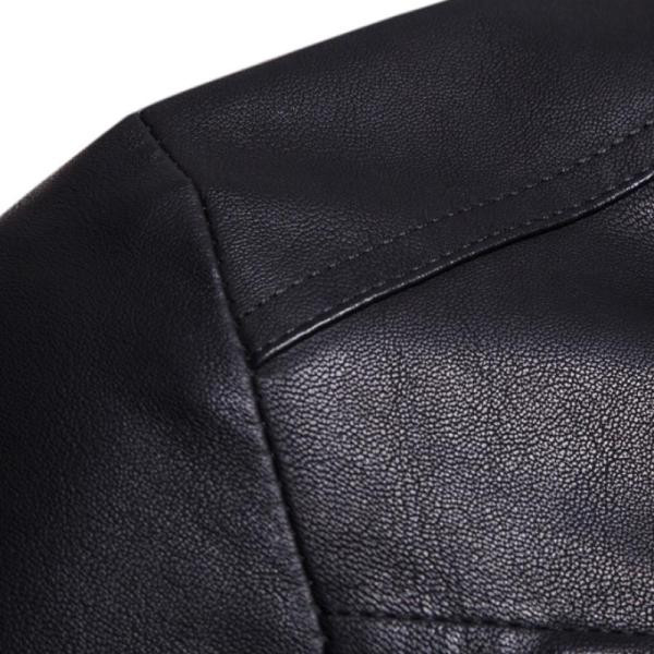 Modern férfi bőrdzseki zsebekkel és klasszikus gallérral fekete színben