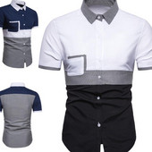Alkalmi férfi ing rövid ujjal és klasszikus gallérral, két színben