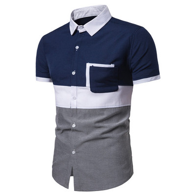 Alkalmi férfi ing rövid ujjal és klasszikus gallérral, két színben
