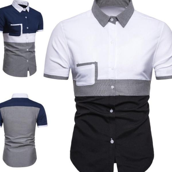 Alkalmi férfi ing rövid ujjal és klasszikus gallérral, két színben