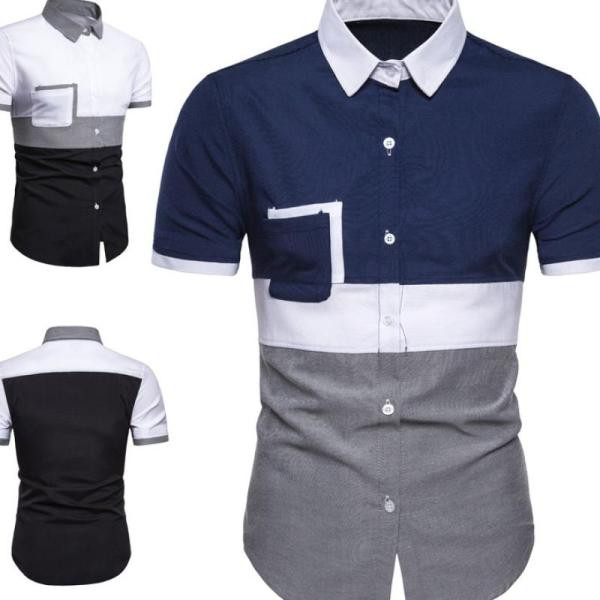 Alkalmi férfi ing rövid ujjal és klasszikus gallérral, két színben