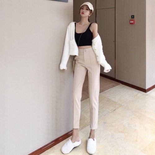 Γυναικείο κομψό παντελόνι κλασικό μοντέλο σε μπεζ και μαύρο χ΄ρωμα