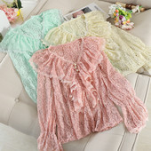 Cămașă de damă din dantelă cu decolteu în V în cinci culori diferite