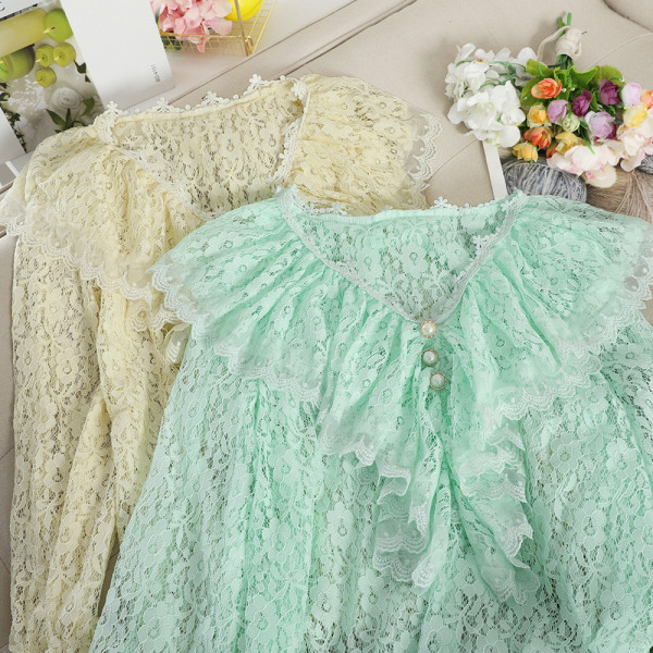 Cămașă de damă din dantelă cu decolteu în V în cinci culori diferite