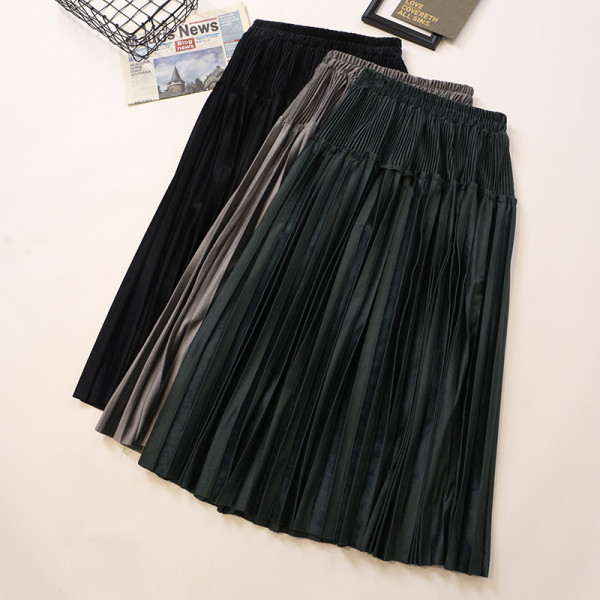 Modern női bársony szoknya négy színben, magas derékkal