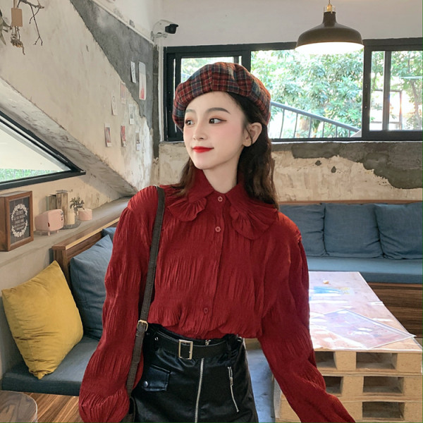 Γυναικείο πουκάμισο με κουμπιά και μακρύ μανίκι - δύο χρώματα