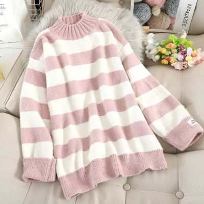 Ριγέ γυναικείο πουλόβερ με λωρίδες με ωοειδές λαιμόκοψη - διάφορα χρώματα