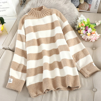 Ριγέ γυναικείο πουλόβερ με λωρίδες με ωοειδές λαιμόκοψη - διάφορα χρώματα