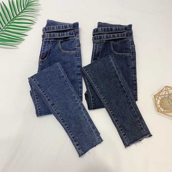 Modern női farmer magas derékkal, kék és sötétkék színekben