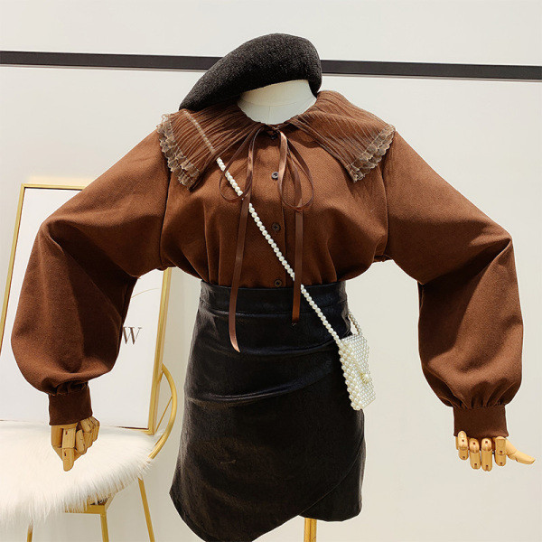 Modern női ing barna és bézs színben