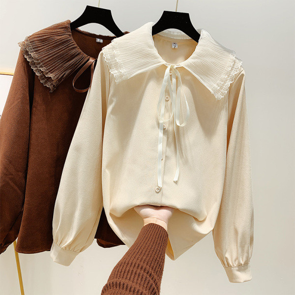 Modern női ing barna és bézs színben