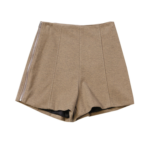 Női rövidnadrág két színben, cipzárral, magas derékkal