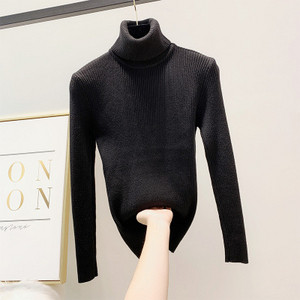 Modern női pulóver magas pólógallérral, több színben
