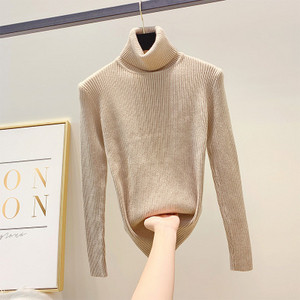 Modern női pulóver magas pólógallérral, több színben