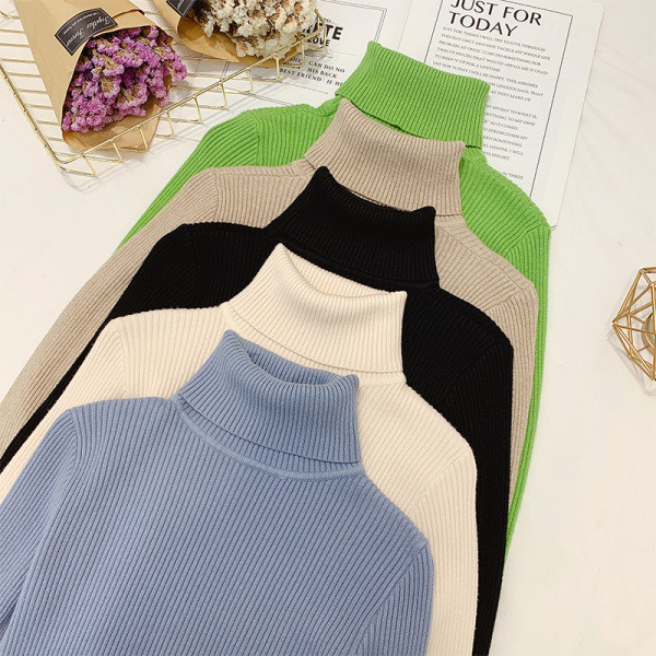 Modern női pulóver magas pólógallérral, több színben