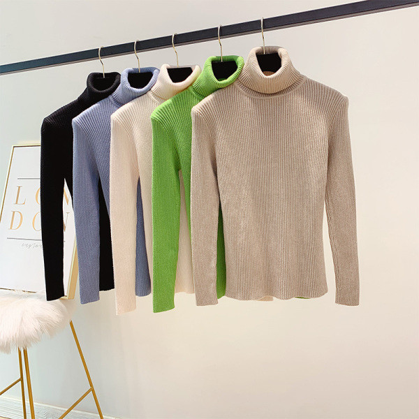 Modern női pulóver magas pólógallérral, több színben