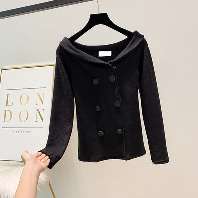 Modern női pulóver gombokkal, három színben