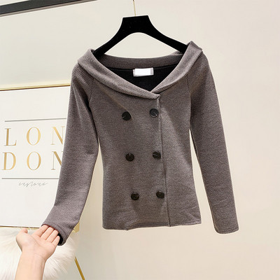 Modern női pulóver gombokkal, három színben