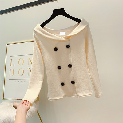 Modern női pulóver gombokkal, három színben