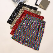 Modern női szoknya több színben flitterekkel, magas derékkal