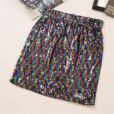 Modern női szoknya több színben flitterekkel, magas derékkal