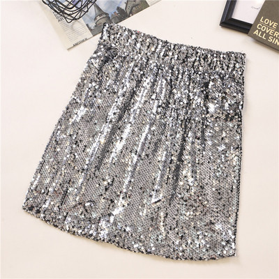 Modern női szoknya több színben flitterekkel, magas derékkal