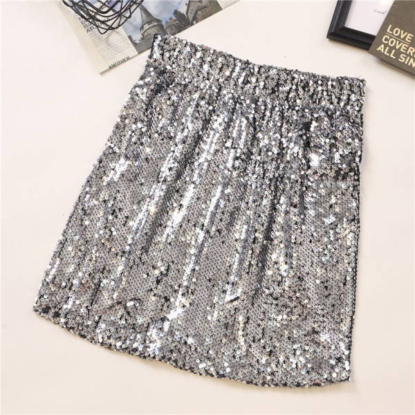 Modern női szoknya több színben flitterekkel, magas derékkal