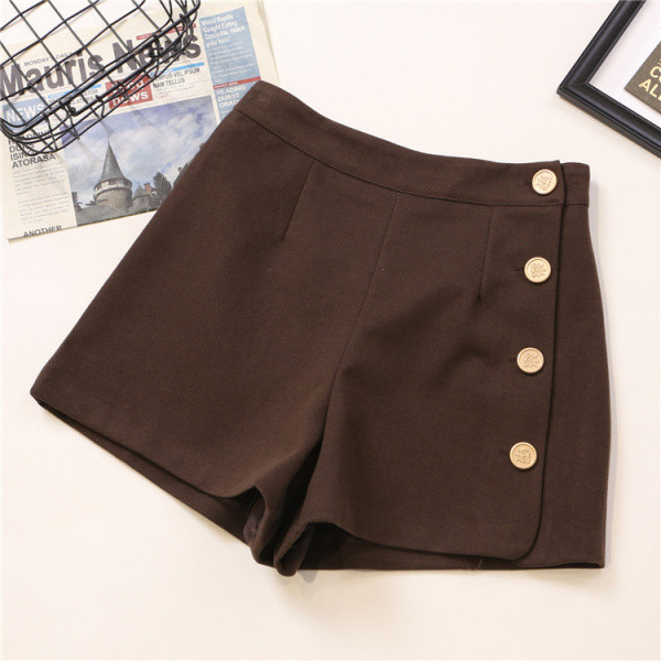 Modern női nadrág négy színben, gombokkal, magas derékkal