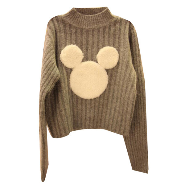 Új modell női pulóver magas gallérral bézs színben