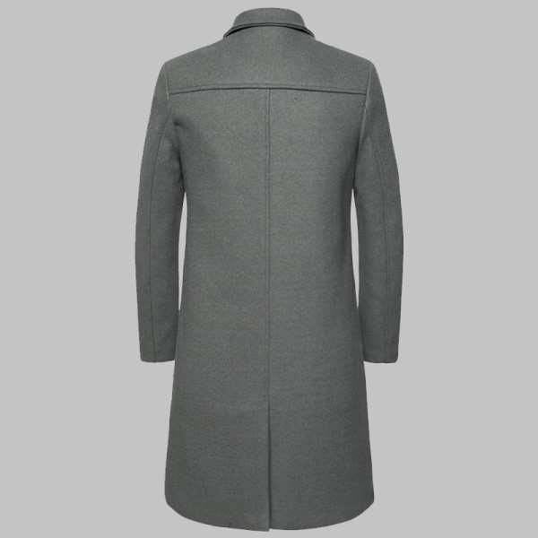 Modern férfi hosszú kabát fekete, szürke és piros zsebekkel