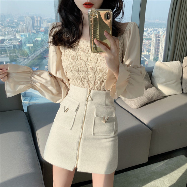 Rövid modern szoknya cipzárral és zsebekkel, három színben