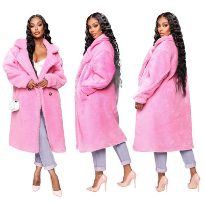 Μοντέρνο γυναικείο μακρύ παλτό με κουμπιά σε τρία χρώματα