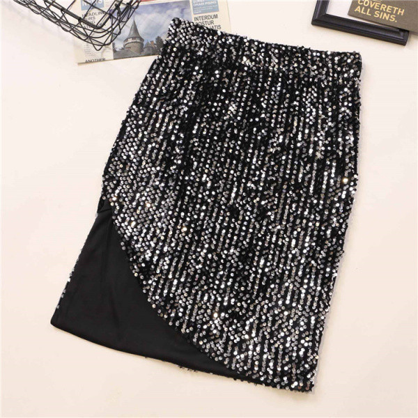 Női szoknya négy színben flitterrel, gumírozott derékkal