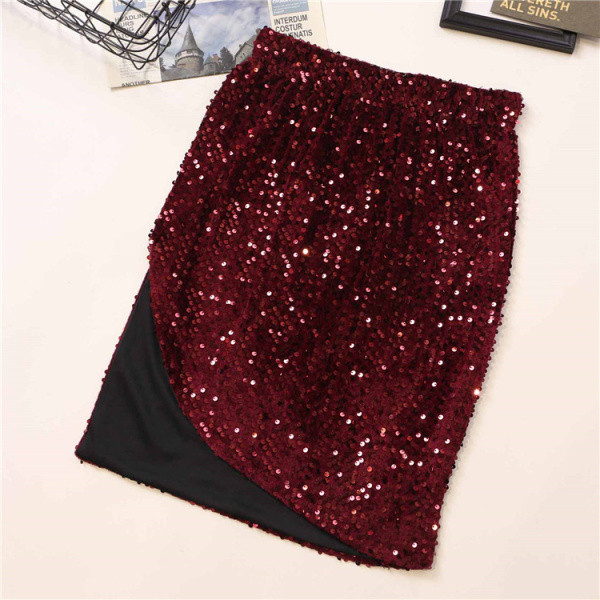 Női szoknya négy színben flitterrel, gumírozott derékkal