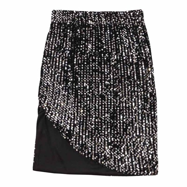 Női szoknya négy színben flitterrel, gumírozott derékkal