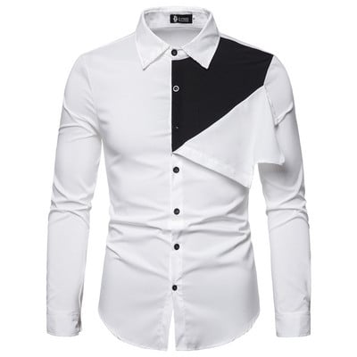 Мъжка риза с класическа яка в бял,черен и червен цвят