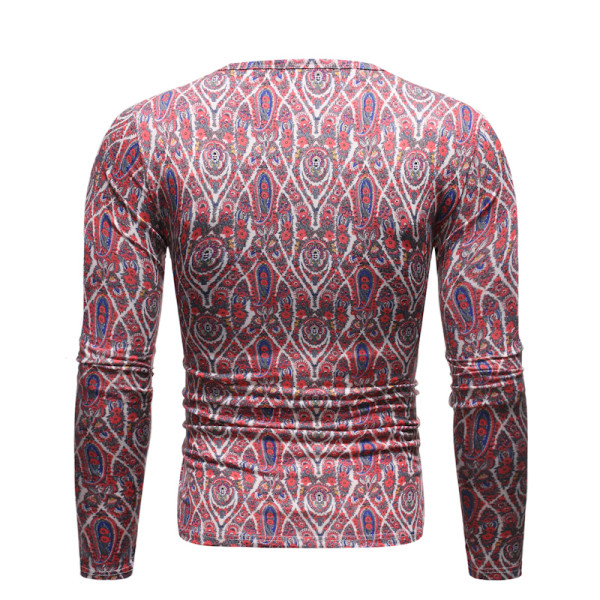 Цветна мъжка блуза с обло деколте